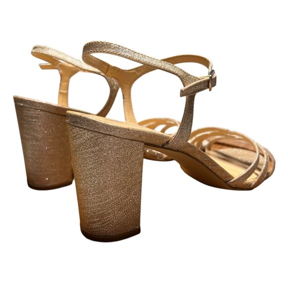 BADGLEY MISCHKA American Glamour Womens 10 Rose Gold Strappy Sparkle Sandal - Picture 6 of 16